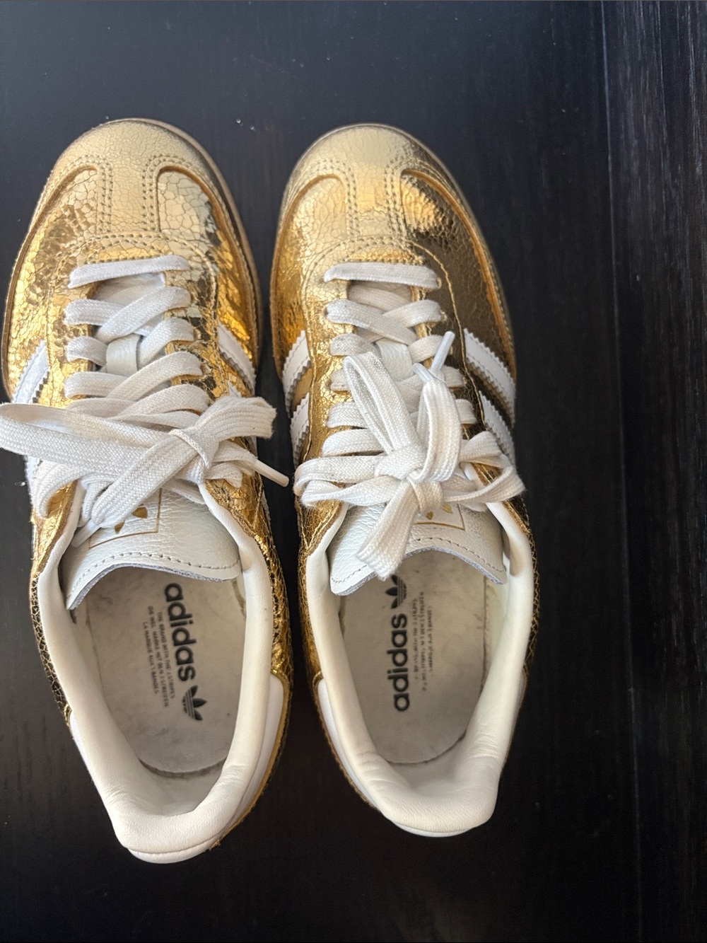 adidas Women's Metallic Gold & White Low-Top Sneakers used 2 times in the house